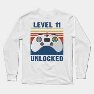 Level 11 unlocked funny gamer 11th birthday Long Sleeve T-Shirt